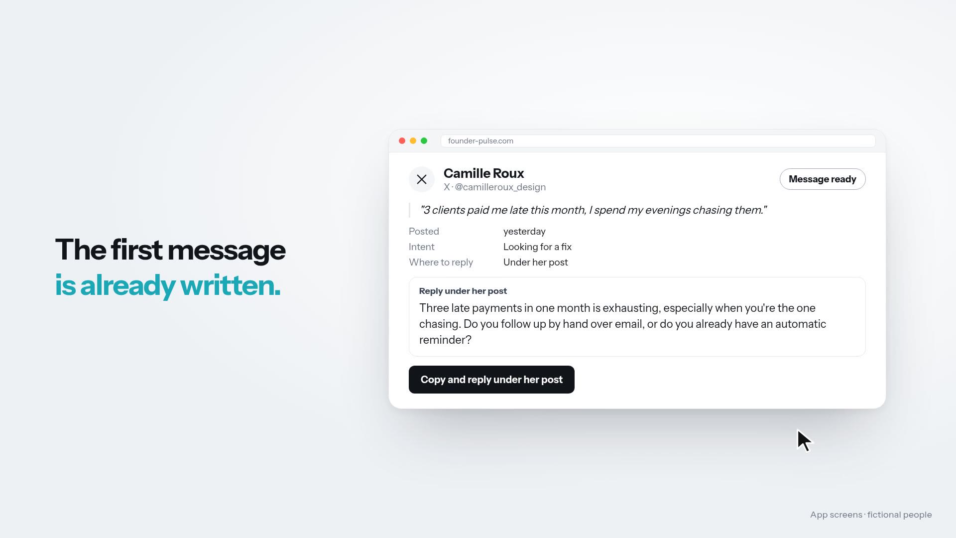 Demo frame: a person found, with the message ready